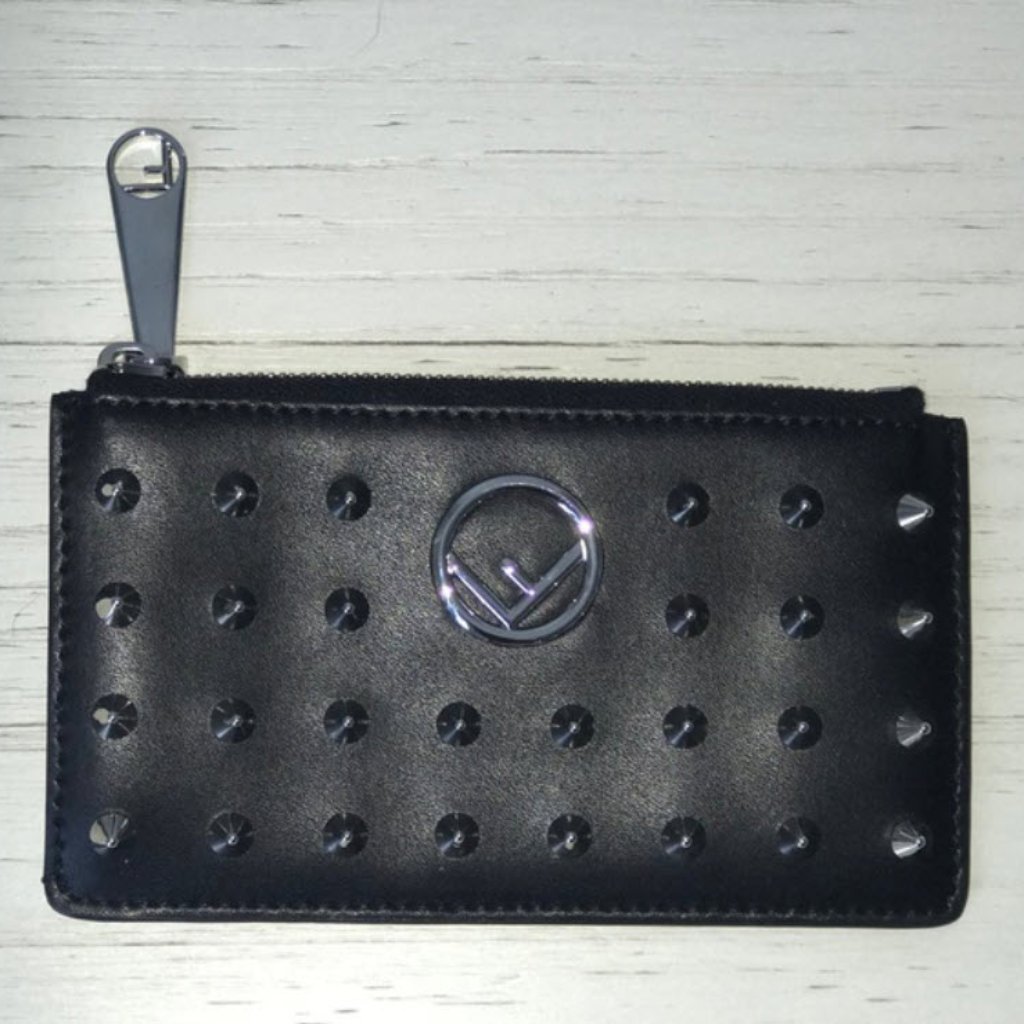 Nwot F Is Fendi Leather Studded Wallet